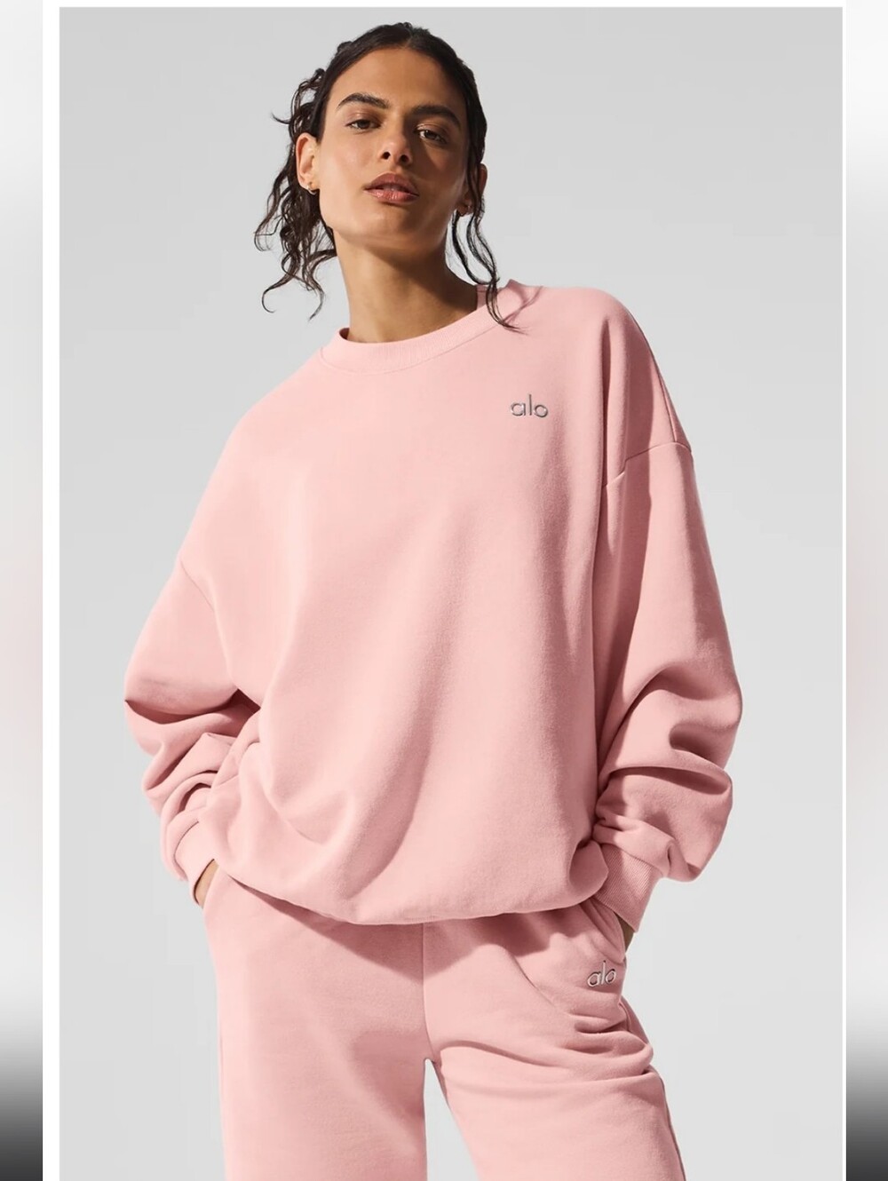 ALO Yoga Pink Oversized Crewneck Sweatshirt